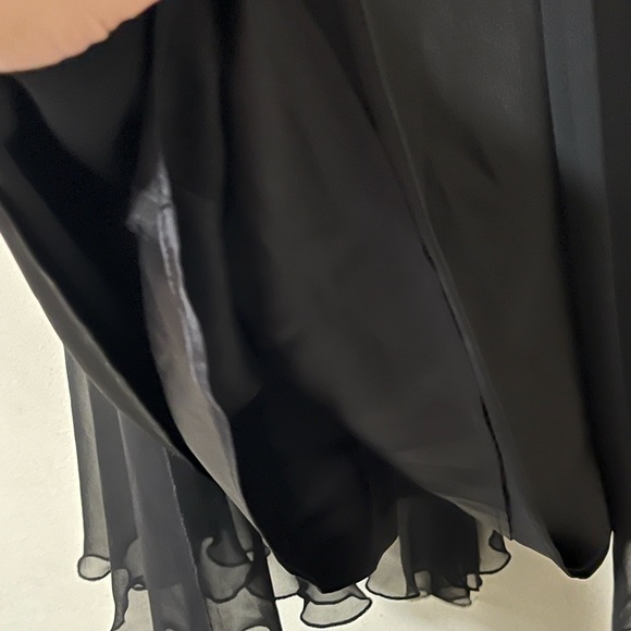 ABS Evening by Allen Swartz Black Chiffon and Satin Feel Vintage Style Dress - Picture 9 of 15
